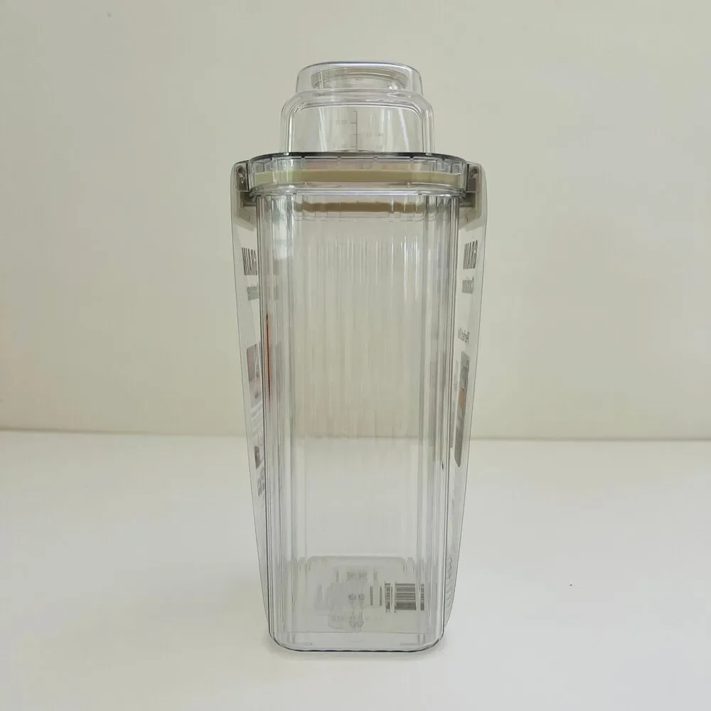 NEOFLAM Clear Plastic Grain Canister Storage Container W Measuring Cup Lid- 1.8L